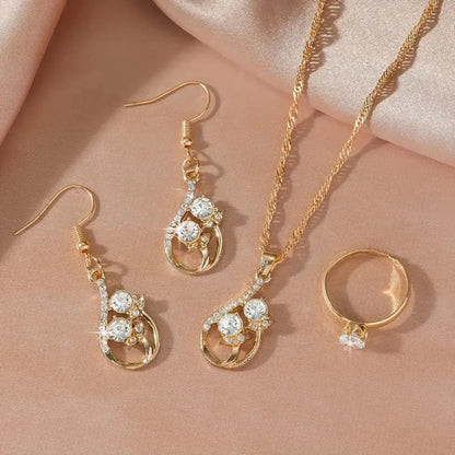 4pcs Women’s Ring, Earring & Necklace Set – Boho Style