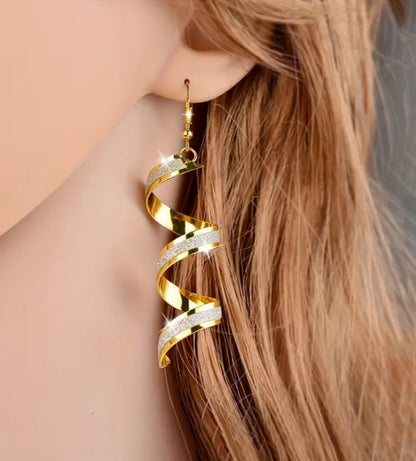 Chic Frosted Spiral Wave Dangle Earrings for Women
