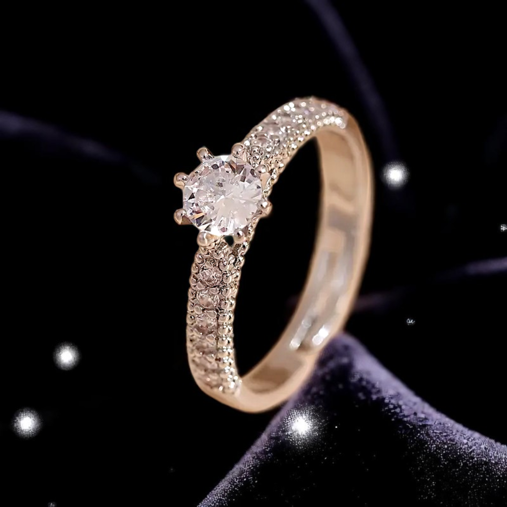 Elegant Copper Zirconia Adjustable Ring – Vintage Gemstone Shine