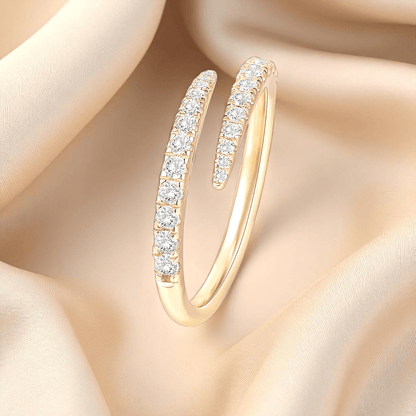 14K Gold-Plated Eternity Twist Adjustable Ring with Cubic Zirconia