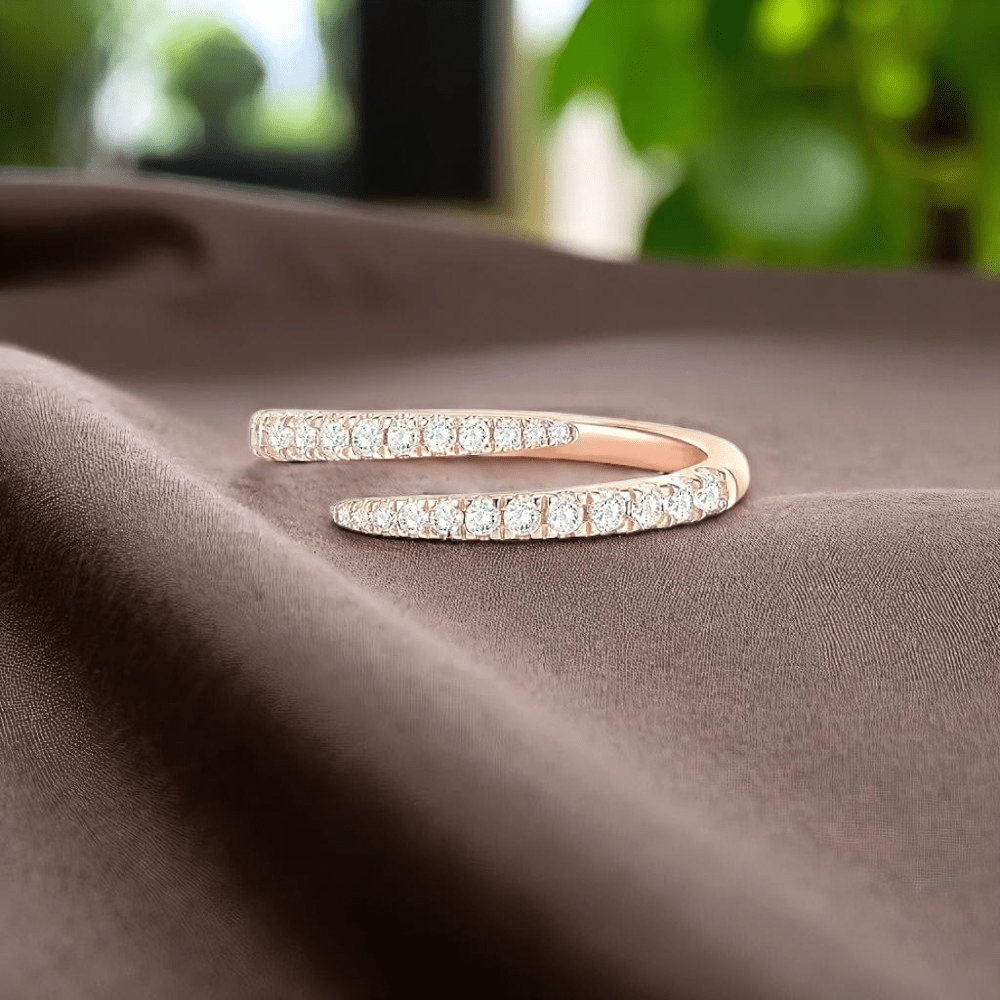 14K Gold-Plated Eternity Twist Adjustable Ring with Cubic Zirconia