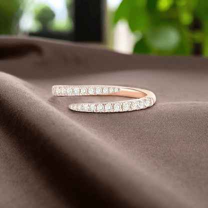 14K Gold-Plated Eternity Twist Adjustable Ring with Cubic Zirconia