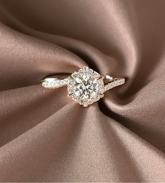 Classic Six-Claw Moissanite Ring – Adjustable Silver-Plated Elegance