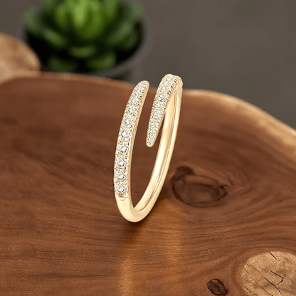 14K Gold-Plated Eternity Twist Adjustable Ring with Cubic Zirconia
