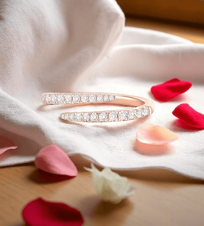 14K Gold-Plated Eternity Twist Adjustable Ring with Cubic Zirconia