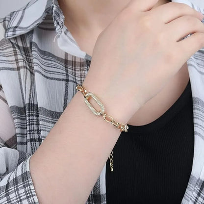 Geometric Rhinestone Chain Bracelet – Vintage Simple Design