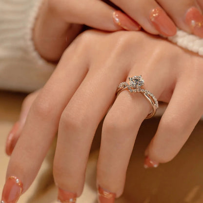 Elegant 1ct Princess Cut Cubic Zirconia Engagement Gold Ring - Adjustable