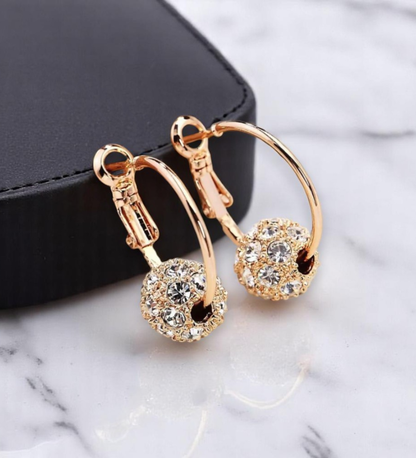 Boho Chic Crystal Ball Hoop Earrings – Vintage Rhinestone Hoops