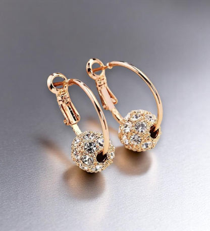 Boho Chic Crystal Ball Hoop Earrings – Vintage Rhinestone Hoops