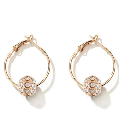 Boho Chic Crystal Ball Hoop Earrings – Vintage Rhinestone Hoops