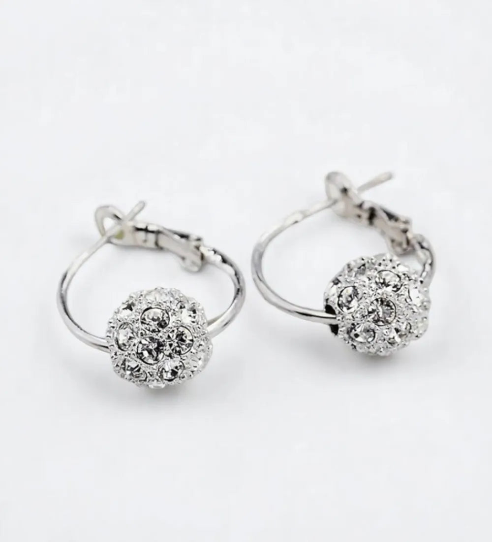 Boho Chic Crystal Ball Hoop Earrings – Vintage Rhinestone Hoops