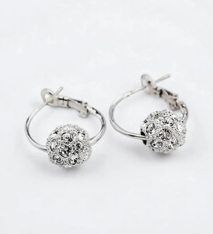 Boho Chic Crystal Ball Hoop Earrings – Vintage Rhinestone Hoops