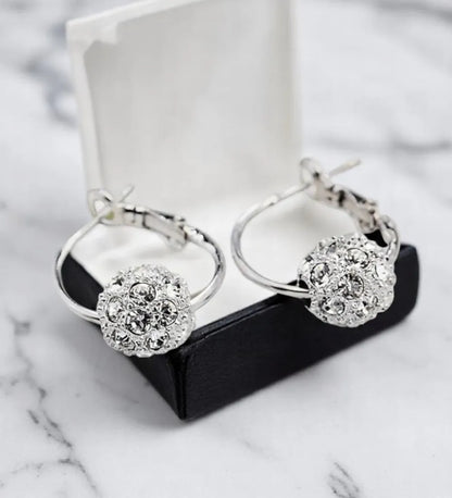 Boho Chic Crystal Ball Hoop Earrings – Vintage Rhinestone Hoops