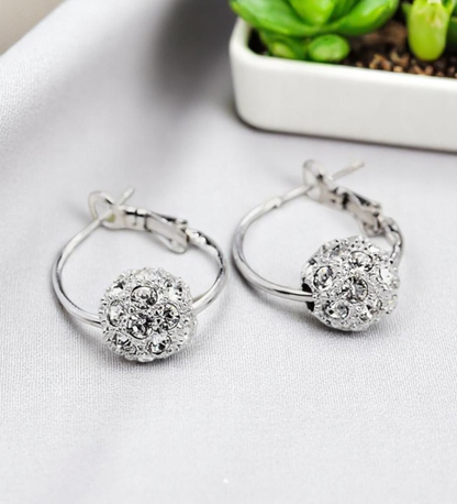Boho Chic Crystal Ball Hoop Earrings – Vintage Rhinestone Hoops