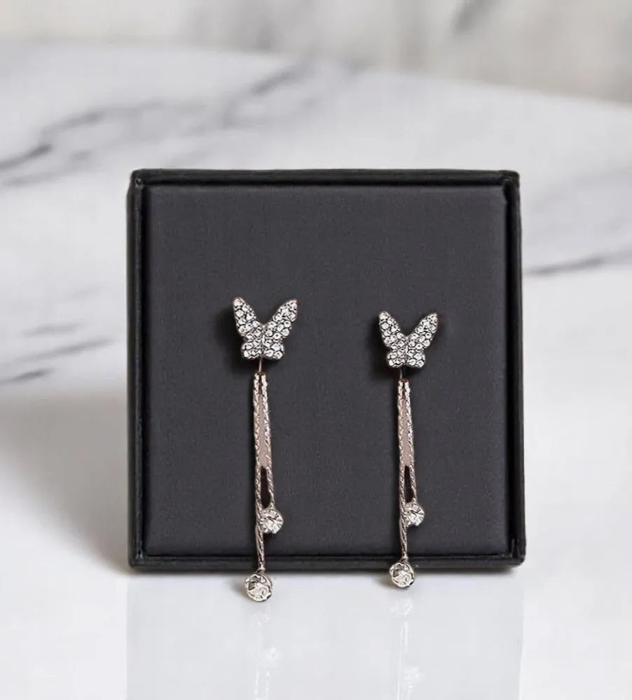 Butterfly Tassel Rhinestone Earrings for Women