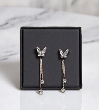 Butterfly Tassel Rhinestone Earrings for Women