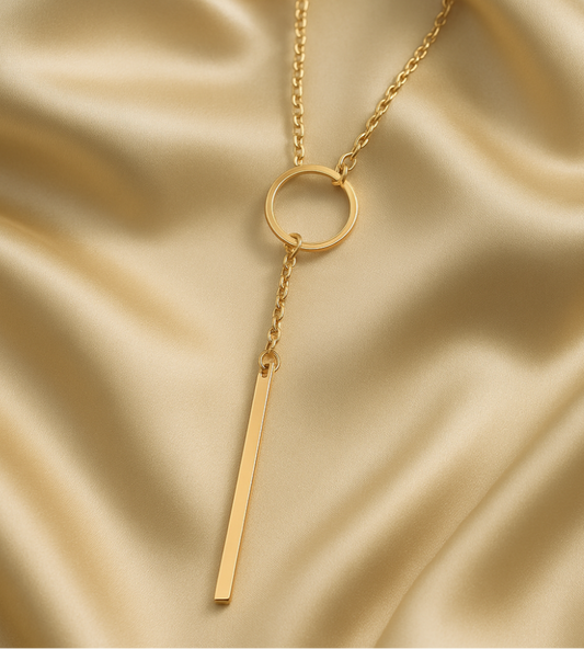 Long Bar Circle Lariat Necklace – Chic & Elegant Jewelry