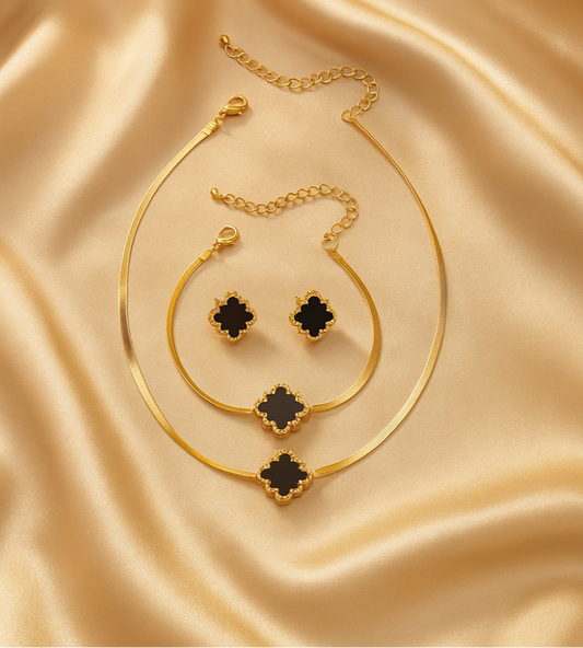 Flower Pendant Necklace & Bracelet Set – Elegant & Vintage
