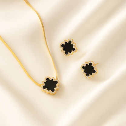 Flower Pendant Necklace & Bracelet Set – Elegant & Vintage