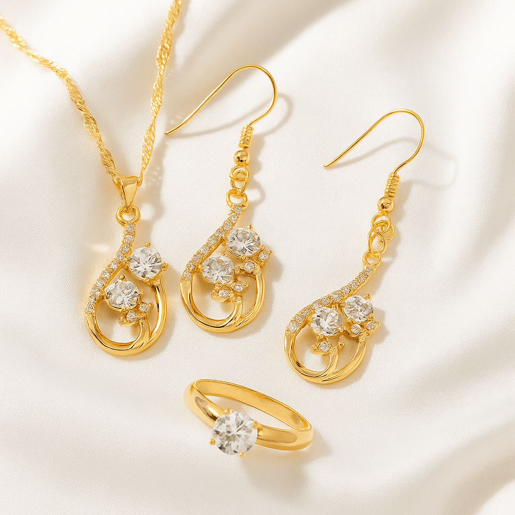 4pcs Women’s Ring, Earring & Necklace Set – Boho Style