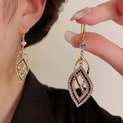 Elegant Diamond-Shaped Zirconia Drop Earrings for Women