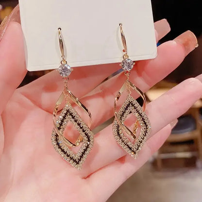 Elegant Diamond-Shaped Zirconia Drop Earrings for Women