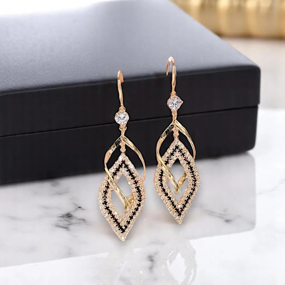 Elegant Diamond-Shaped Zirconia Drop Earrings for Women