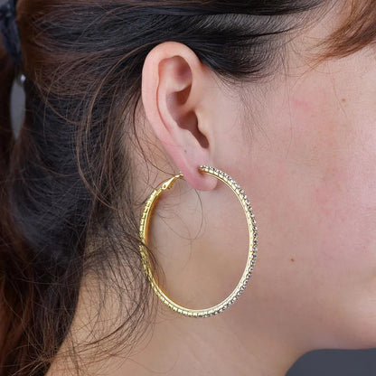 Elegant Crystal Rhinestone Hoop Earrings – Hypoallergenic Gold Hoops