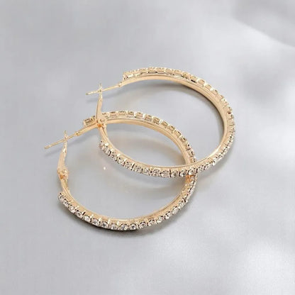 Elegant Crystal Rhinestone Hoop Earrings – Hypoallergenic Gold Hoops