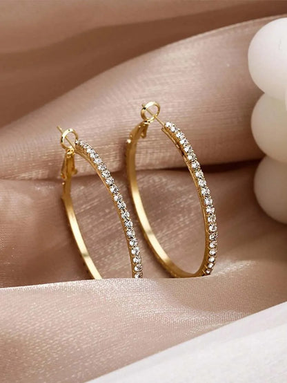 Elegant Crystal Rhinestone Hoop Earrings – Hypoallergenic Gold Hoops