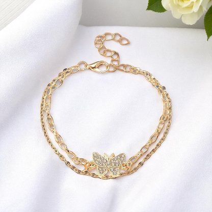 Elegant Butterfly Bracelet for Women – Rhinestone Vintage Style
