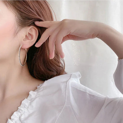 Elegant Crystal Rhinestone Hoop Earrings – Hypoallergenic Gold Hoops