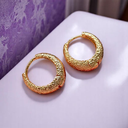 Elegant Vintage Frosted Copper Hoop Earrings for Women