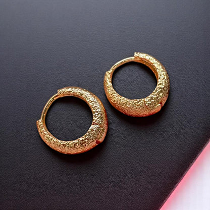 Elegant Vintage Frosted Copper Hoop Earrings for Women
