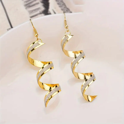 Chic Frosted Spiral Wave Dangle Earrings for Women