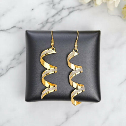 Chic Frosted Spiral Wave Dangle Earrings for Women