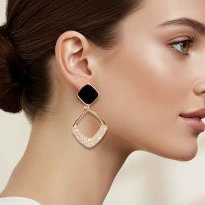 Elegant Square Zirconia Drop Earrings – Vintage Geometric Dangles