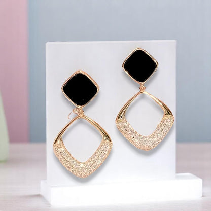 Elegant Square Zirconia Drop Earrings – Vintage Geometric Dangles