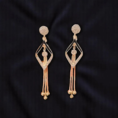 18K Gold Plated Bohemian Tassel Drop Earrings with Rhinestones