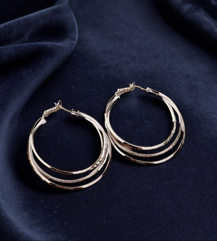 Elegant Triple Hoop Circle Earrings – Silver Statement Jewelry