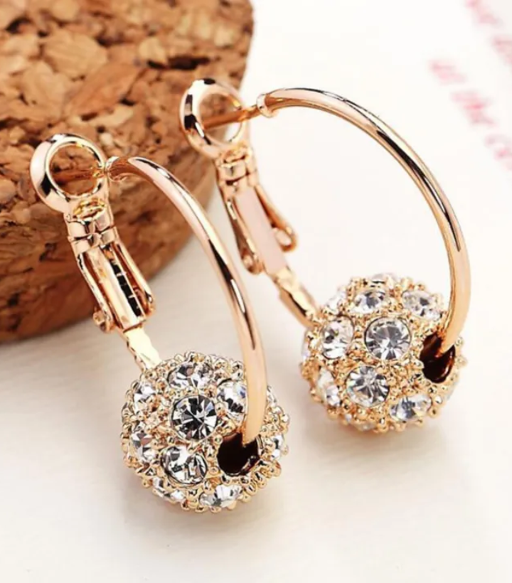 Boho Chic Crystal Ball Hoop Earrings – Vintage Rhinestone Hoops