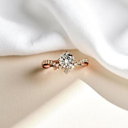 Elegant 1ct Princess Cut Cubic Zirconia Engagement Gold Ring - Adjustable