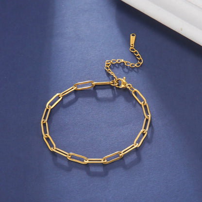 Minimalist Gold Paperclip Link Bracelet Set – Elegant & Durable