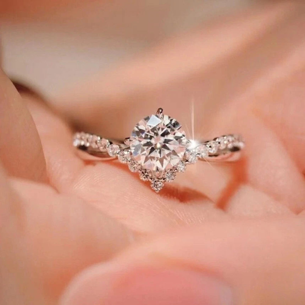 Elegant 1ct Princess Cut Cubic Zirconia Engagement Gold Ring - Adjustable