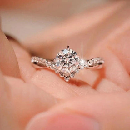 Elegant 1ct Princess Cut Cubic Zirconia Engagement Gold Ring - Adjustable